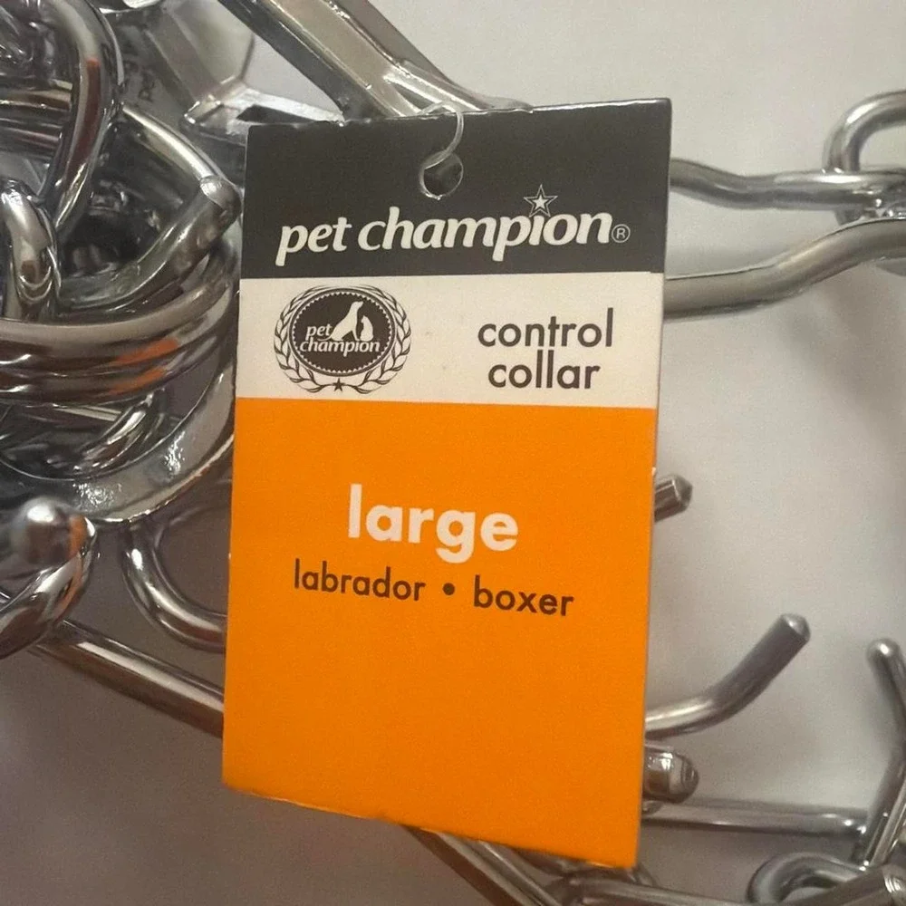 Pet Champion Silver Snap On Control Dog Collar Large 4mm x 22-28in Prong Metal